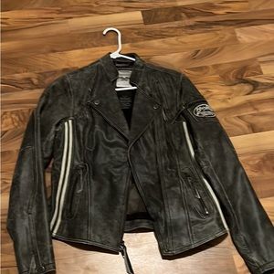 Women’s Harley Davidson grey leather jacket medium